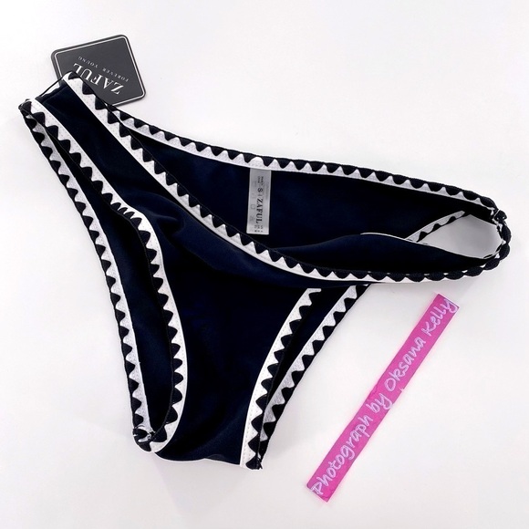 ZAFUL Black/White Bikini Bottom Sz US 4 - Picture 5 of 6
